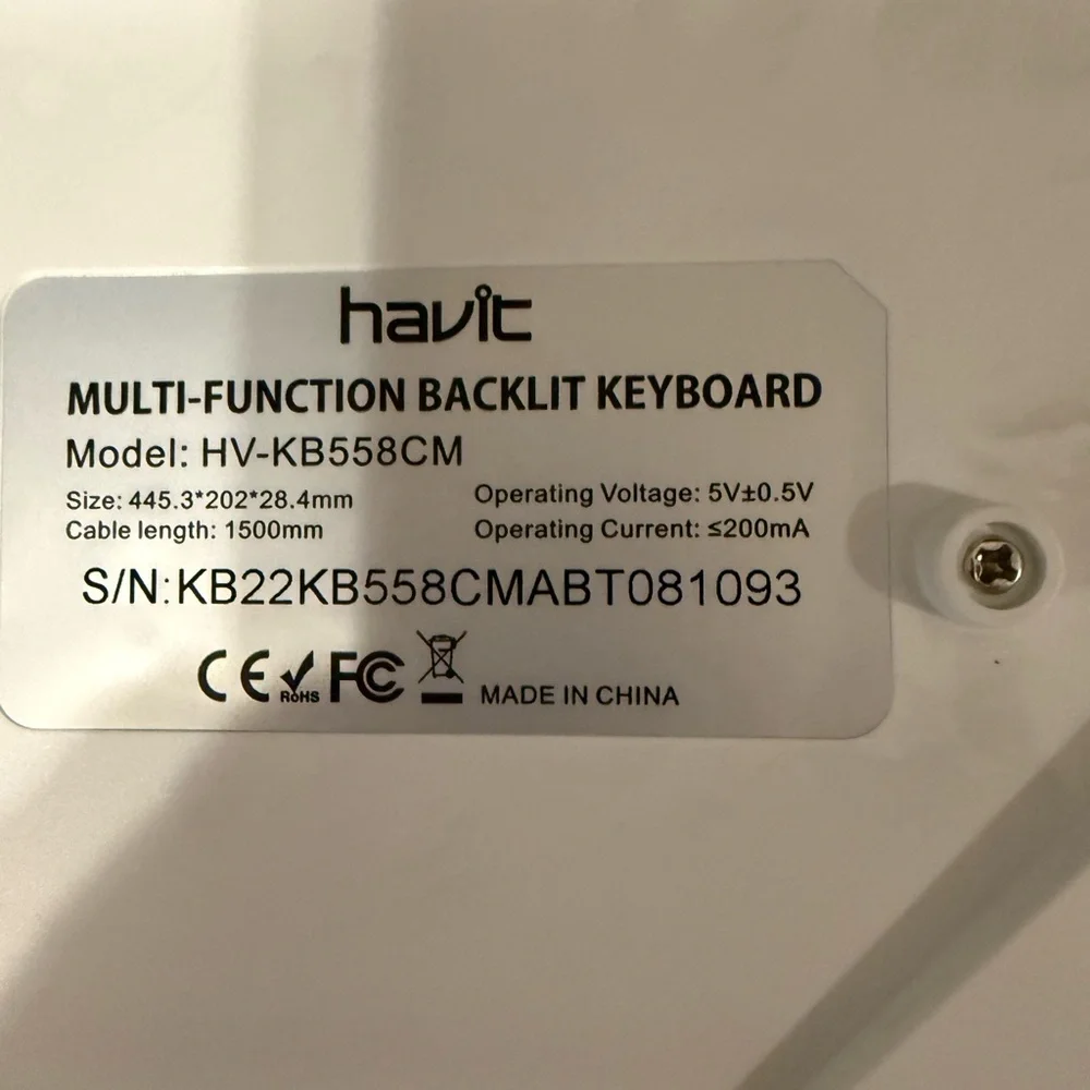 Havit Magic Eagle gaming keyboard Model: HV-KB558CM- in white NWOT